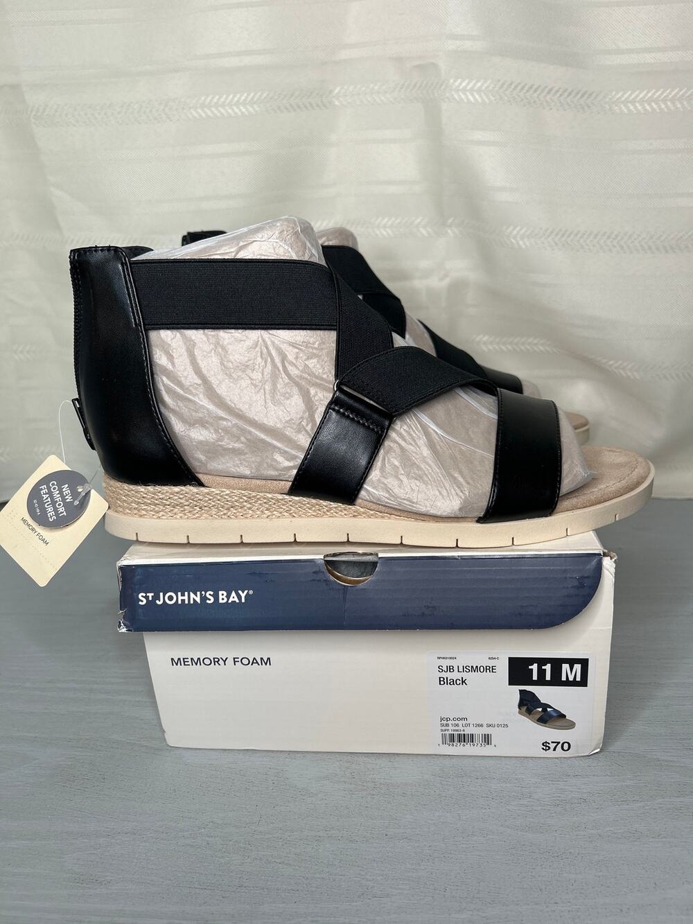 St. John's Bay Lismore Strap Sandal Black Womens Size 8.5 W